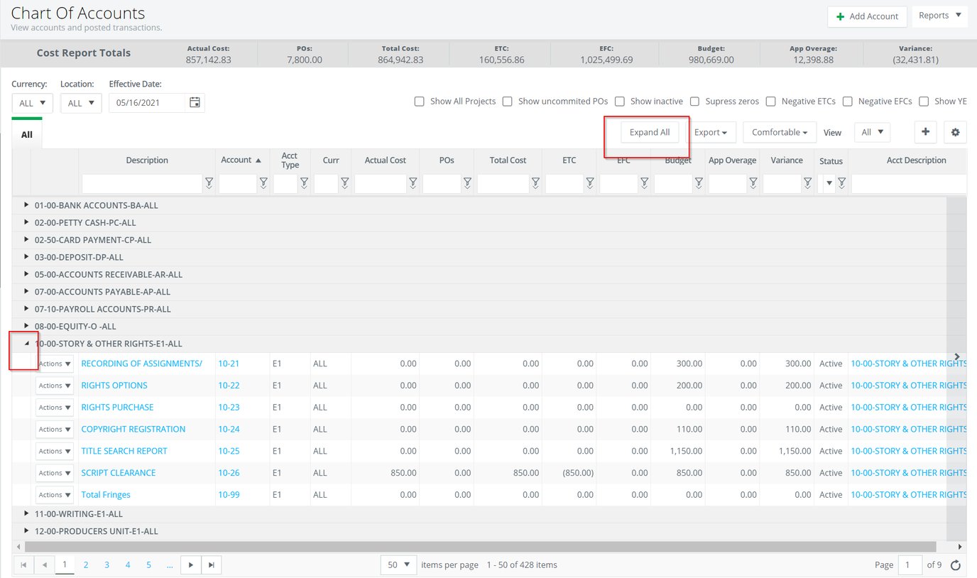 Report Account Interface How to: Use the Chart of Accounts