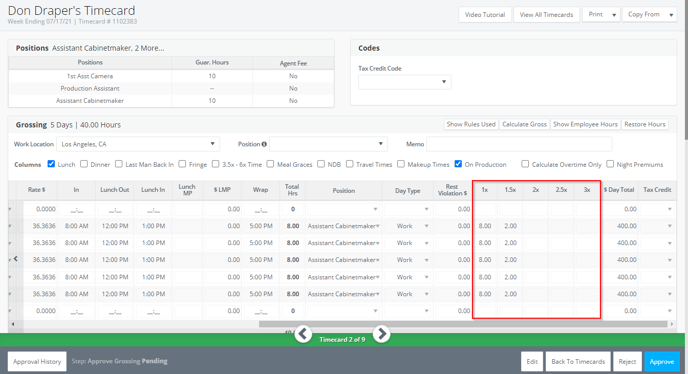 Timecard Create Submit Grossing - Timecard OT